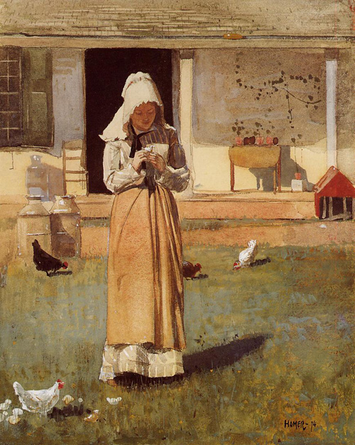 (image for) Handmade Oil painting for home canvas, oil painting framed canvas for living room Winslow Homer's paintings The Sick Chicken